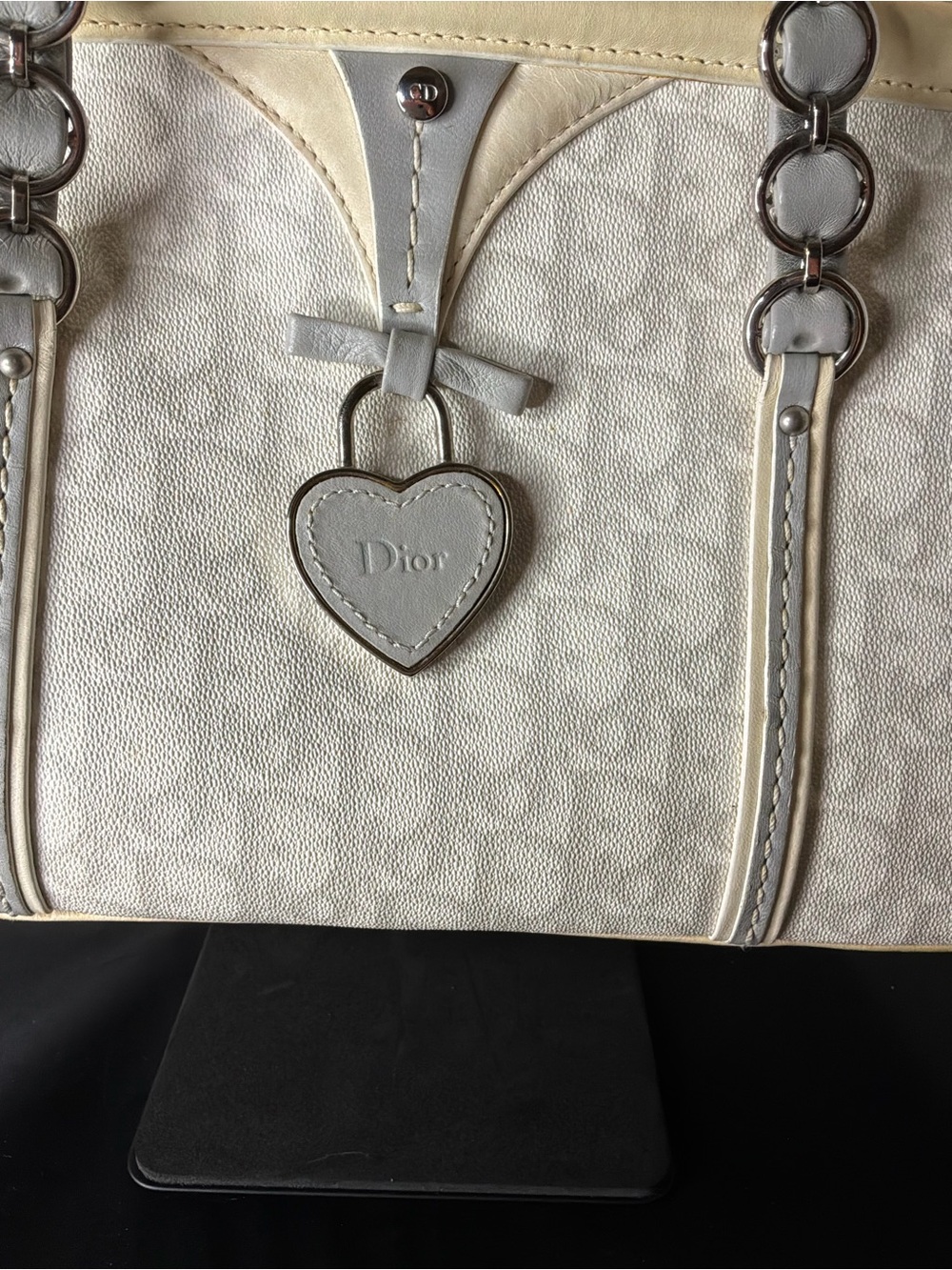 Dior Cream and Light Gray romantic trotter shoulder bag - Picture 4 of 10